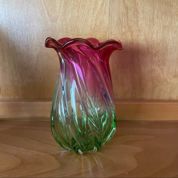 Vintage Teleflora Watermelon Blown Glass Vase